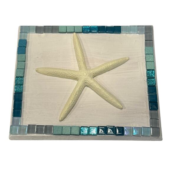 Coastal Wood Mosaic Riser Stand Candle Planter Decor - Picture 3 of 8